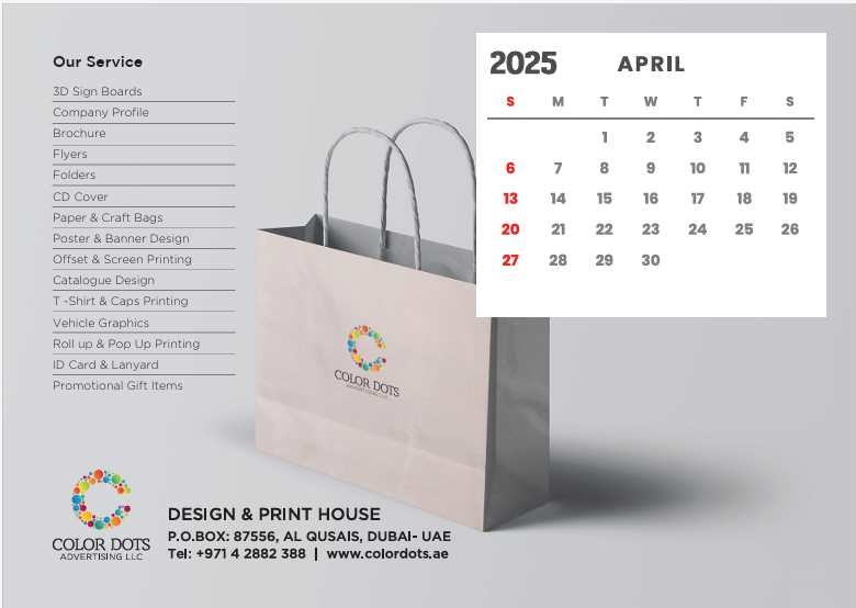Corporate Branded Desktop Calendar Dubai